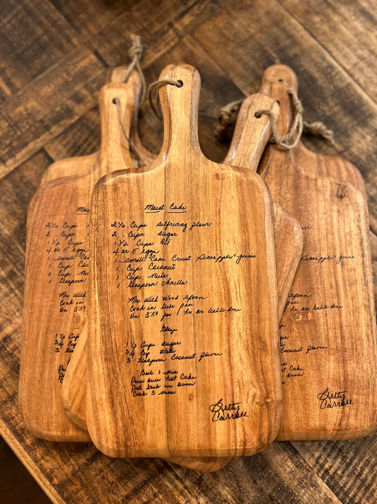 HANDWRITTEN RECIPE ENGRAVED CUTTING BOARD SMALL